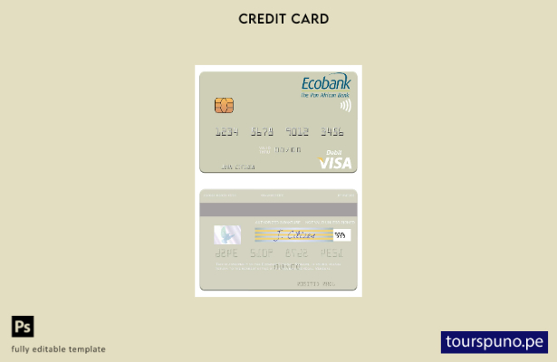 listo para imprimir plantilla de tarjeta de débito Visa Ecobank Senegal de Seneg